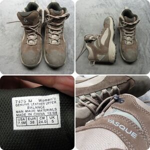 Vasque Hiking Boots Womens 7.5 M Tan Alpha Leather Lace-Up Ankle Trail Outdoor